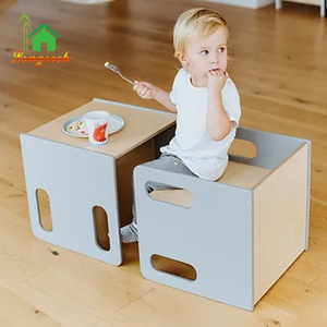 Montessori Cube đa mục đích trẻ em nghiên cứu <span class=keywords><strong>Toddler</strong></span> bước Phân gỗ <span class=keywords><strong>2</strong></span> ghế chiều cao ghế và bảng thiết lập cho trẻ em - Product Image 4