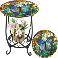 Mosaik-Eisenrahmen Klappbarer Moderner Outdoor-Beistelltisch 14 Zoll für Terrasse, Garten, Balkon & Wohnzimmer