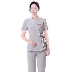 <span class=keywords><strong>Abbigliamento</strong></span> Primaverile di Alta Gamma per Donne, Elegante Completo Antirughe in Velluto con Scollo a V e Maniche a Tre Quarti per Centri Benessere e SPA - Product Image 5