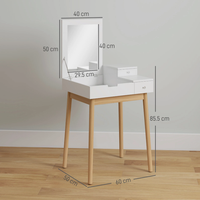 Ensemble de coiffeuse moderne en bois blanc durable avec 3 tiroirs, miroir LED, loupe 3X/5X et tabouret pour salon - Vente en gros