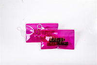 Logo estampage à chaud en or, transparent, résistance aux chocs, petit emballage transparent rose, anneau en plastique pvc, sac à fermeture éclair pour bijoux de maquillage