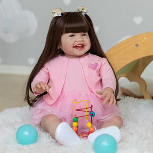 Poupée bébé reborn de <span class=keywords><strong>grande</strong></span> <span class=keywords><strong>taille</strong></span> NPK 60 cm, corps en tissu doux, sourire, bébé heureux, poupée câline, cadeaux pour filles - Product Image 5