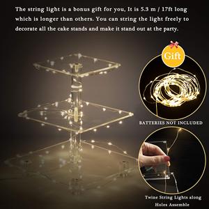Grosir Pabrik Rak Kue Akrilik Persegi 3 Tingkat dengan Lampu LED untuk Pameran Kue, Pernikahan, Ulang Tahun, Hari Valentine, Wisuda - Product Image 5