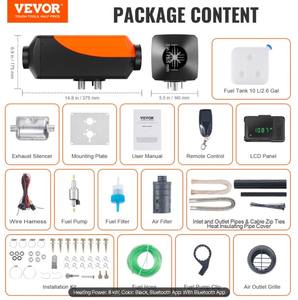 VEVOR 24V 8KW Diesel <b>Heater</b> with Automatic Altitude Adjustment, Remote Control and LCD, Diesel Parking <b>Heater</b> - Product Image 2