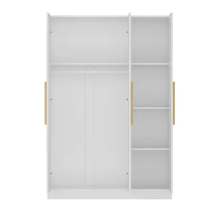 Ba cửa nội thất phòng ngủ màu trắng lưu trữ tùy chỉnh tủ quần áo sang trọng - Product Image 6