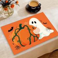 Nouveau Set de Table Orange Halloween Prix Usine, Dessous de Plat et Napperon d'Ambiance pour la Maison, Anti-Brûlure et Anti-Graisse