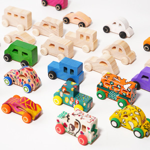 Mini auto in legno non finito fai da te giocattoli per auto in legno artigianato pittura artigianato Kit - Product Image 1