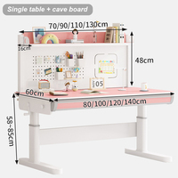 Bureau d'étude en bois pour écolier avec étagère et tiroir de rangement, hauteur réglable, chaise de bureau incluse