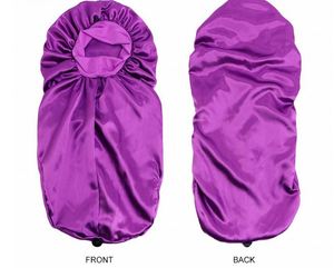 Long Satin Sleeping Bonnet Large Cap Silk Bonnets With Tie Band Button for <b>Braids</b> Curly Hair Promotion Gift - Product Image 4