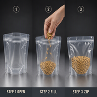 Sachet alimentaire transparent en Mylar avec fermeture éclair, emballage stand-up pour chewing-gum, sushi, salades, biscuits et autres aliments de collation