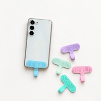 Multicolor Soft Silicone Phone Tether Tab T Shape Wavy Texture Anti Slip Flexible Lanyard Patch Anti Lost for Mobile Phone Cases