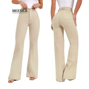 <strong>Women's</strong> Denim Pants White <strong>Beige</strong> Flared Pants High Waisted <strong>Women's</strong> <strong>Jeans</strong> for Laddies Customized - Product Image 1