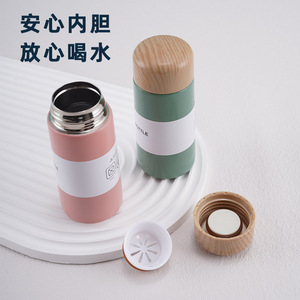 แก้วน้ำสแตนเลส 304 ฝาไม้ขนาดเล็ก เก็บอุณหภูมิได้ พกพาสะดวก เหมาะเป็นของขวัญทางธุรกิจ ความจุขนาดเล็ก ทรงตรง - Product Image 2