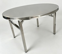 Table ronde pliante en acier inoxydable robuste avec charnières à ressort renforcées, table de banquet pliante