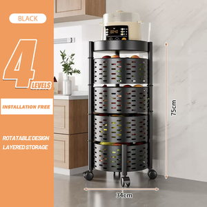 Carro de metal giratorio fácil, estante para verduras, estante de almacenamiento para vajilla, estante de almacenamiento giratorio multicapa - Product Image 2
