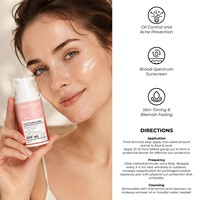 Crème solaire pour le visage SPF 46 sans huile, à l'oxyde de zinc et à la niacinamide, protection large spectre UVA/UVB, résistante à l'eau