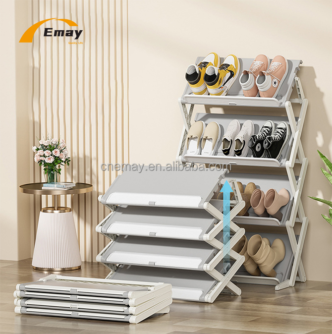 Free Installation Two Ways Usage Storage Shoe Multifunctional Household Space Saving Foldable Shoe Rack Dormitory Living Room