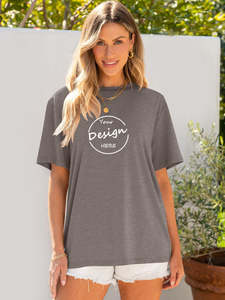 Camiseta de Algodón Grueso de 250 g/m², Lisa, Estampada, de Gran Tamaño, Personalizable, Estilo Urbano, para Mujer, Venta al Por Mayor OEM - Product Image 4