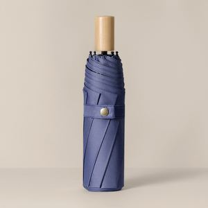 Paraguas Plegable de 3 Secciones con 8 Varillas, Mango de Madera, Resistente al Viento, con Cordón, Diseño Chino de Alta Moda - Product Image 2