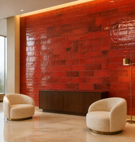 Carreaux décoratifs en céramique de porcelaine faits à la main, brillants, couleur vin rouge, 75x300mm, pour mur d'accentuation, carreaux métro pour salle de bain, toilettes, café, bar