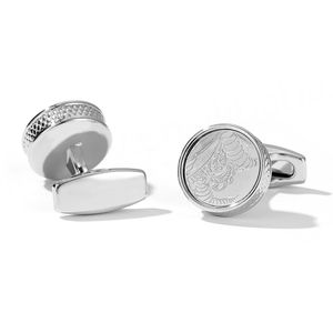 Fashionable Patterned Round Silver Men's <b>Shirt</b> Cufflinks Metal Cufflinks Wholesale - Product Image 4