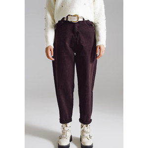 Pantalon décontracté marron avec détail poche à la taille - Product Image 3