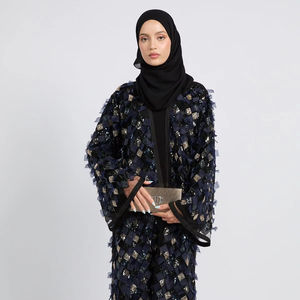 Nueva Abaya Moderna 2026 con Diseño Geométrico Cuadrado, Adornos de Tul, Estilo Dubai para Mujer - Product Image 1