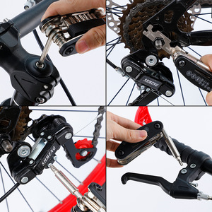 Shmeng Outil pliant multifonction 21 en 1 en acier au carbone, kit de réparation de vélo portable pour VTT avec kit de réparation de pneus - Product Image 1