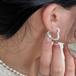 S925 Sterling Silver Heart Huggie <b>Earrings</b> For Women Twisted Design Everyday Wear Bezel Setting 925 Silver Ear <b>Post</b> - Product Image 2