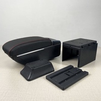 Boîte de Rangement Centrale d'Accoudoir de Voiture Universelle en Cuir avec Chargeur USB
