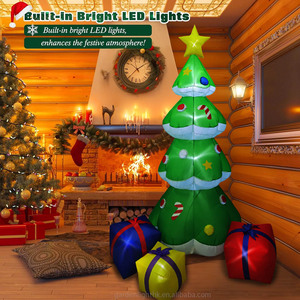 Décoration gonflable géante d'extérieur, arbre de Noël vert de 7 pieds avec boîtes cadeaux pour la cour, le jardin, la pelouse, la décoration de fête - Product Image 5