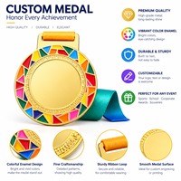 Médaille en métal personnalisée de haute qualité avec émail coloré, médaille de récompense vierge à graver pour les événements sportifs, scolaires, ou souvenirs d'entreprise