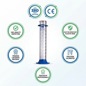 Cilindro Graduado de Vidrio Borosilicato de 50-500 ml con Base Hexagonal Azul, Protector de Boquilla y Borde, Material de Vidrio para Medición en Laboratorio - Product Image 5