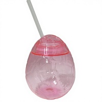 Gobelet en plastique fantaisie mignon en forme d'œuf à cocktail avec paille et couvercle pour Pâques