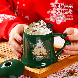 Nuevas Tazas de Cerámica con Diseño de Árbol de Navidad, Regalos Navideños de Alta Gama con Cucharas Incluidas, Tazas, Tazas de Agua para Parejas de Oficina - Product Image 6