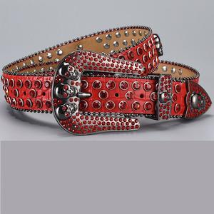 2023 nuevo diseñador fabricación al por mayor cinturones de cuero Pu hebilla brillante tachonado diamante cristal Rhinestone cinturón Bb <span class=keywords><strong>Simon</strong></span> - Product Image 3