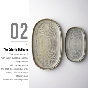 <span class=keywords><strong>Assiette</strong></span> ovale en céramique et porcelaine à glaçure réactive, style nordique, durable, pour service de dîner, poisson, barbecue, idéale pour restaurants, hôtels et fêtes - Vente en gros usine - Product Image 4