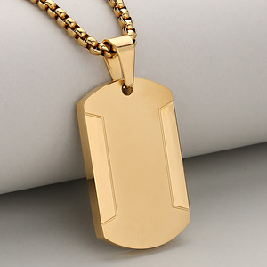 Collier <span class=keywords><strong>en</strong></span> acier inoxydable avec pendentif de plaque d'identité <span class=keywords><strong>pour</strong></span> <span class=keywords><strong>chien</strong></span> à deux tons personnalisable avec logo personnalisé, bijoux de mode <span class=keywords><strong>pour</strong></span> hommes, collier hip-hop - Product Image 2