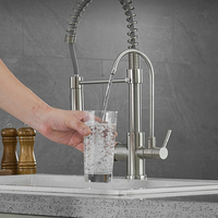 Robinet mélangeur de cuisine moderne en laiton, 3 voies, 2-en-1, avec douchette extractible pour eau filtrée