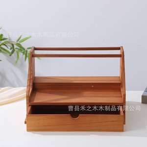 Estante de escritorio de madera Hezhimu de 2 niveles, estante de almacenamiento para utensilios de cocina - Product Image 2