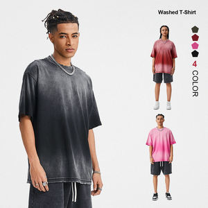 Venta al por mayor de alta calidad lavado Vintage camiseta de gran tamaño Streetwear cuello redondo personalizado en blanco hombre Camiseta - Product Image 1