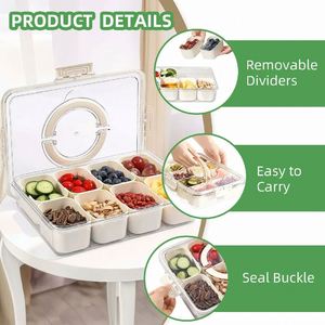 Wholesale Single Grid Portable <b>Kitchen</b> <b>Storage</b> <b>Box</b> Organization Seasoning Separator Fresh-keeping Snack Fruits Food Divided - Product Image 4