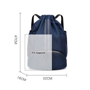 Bolsa Deportiva Impermeable con Cordón, para Gimnasio, Baloncesto, Fútbol, con Compartimento para Zapatos y Bolsillo para Separación de Ropa Seca y Mojada - Product Image 2