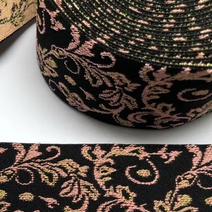 Trung Quốc Nhà Máy Giá Rẻ Giá Polyester Nylon Bền Vững 4Cm <span class=keywords><strong>Jacquard</strong></span> Dệt Đàn Hồi Với Biểu Tượng Tùy Chỉnh Vải Cho Quần Áo - Product Image 1