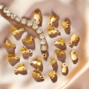 Fermoir d'extrémité de chaîne en strass |   Connecteur en acier inoxydable plaqué or PVD 18 carats, chaîne tennis en cristal de 2 mm, fabrication de bijoux Aceworks - Product Image 4