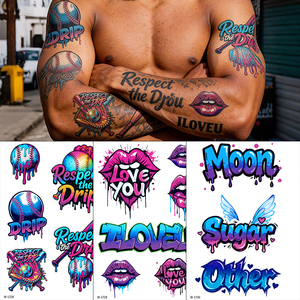 Tatuajes Temporales Estéticos de Cuatro Colores, Estilo Emo, Punk, Heavy Metal, Gótico y Death Metal, No Tóxicos, para Conciertos de Rock y Halloween - Product Image 3