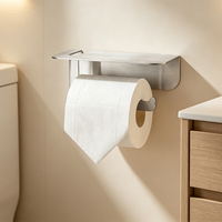 Porte-serviettes mural moderne en métal SUS 304 sans perçage avec support de téléphone, adhésif, pour salle de bain et hôtel