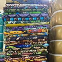 Tissu en satin 100 % coton véritable, imprimé wax africain doré, grand format, pour la confection de chemises pour filles et garçons