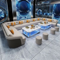 Ensemble de mobilier de bar de luxe léger pour club KTV, canapé et table basse, pour restaurant, en bois massif, en forme de U et de L, banquette commerciale