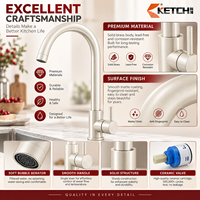 Robinet de cuisine moderne à arc haut, monocommande, finition blanche, pour évier, eau froide et chaude, en acier inoxydable